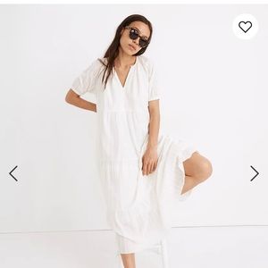 Madewell Bubble Sleeve Tiered Midi Dress